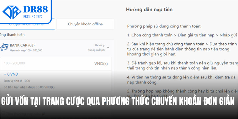 Gửi vốn qua phương thức chuyển khoản đơn giản