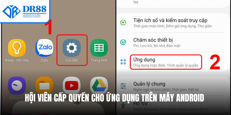 Hội viên cấp quyền cho ứng dụng trên máy Android